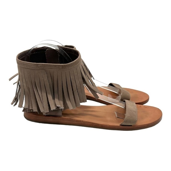 Kate Spade Alex Taupe Suede Fringe Sandals Women’s 9 - Picture 1 of 12